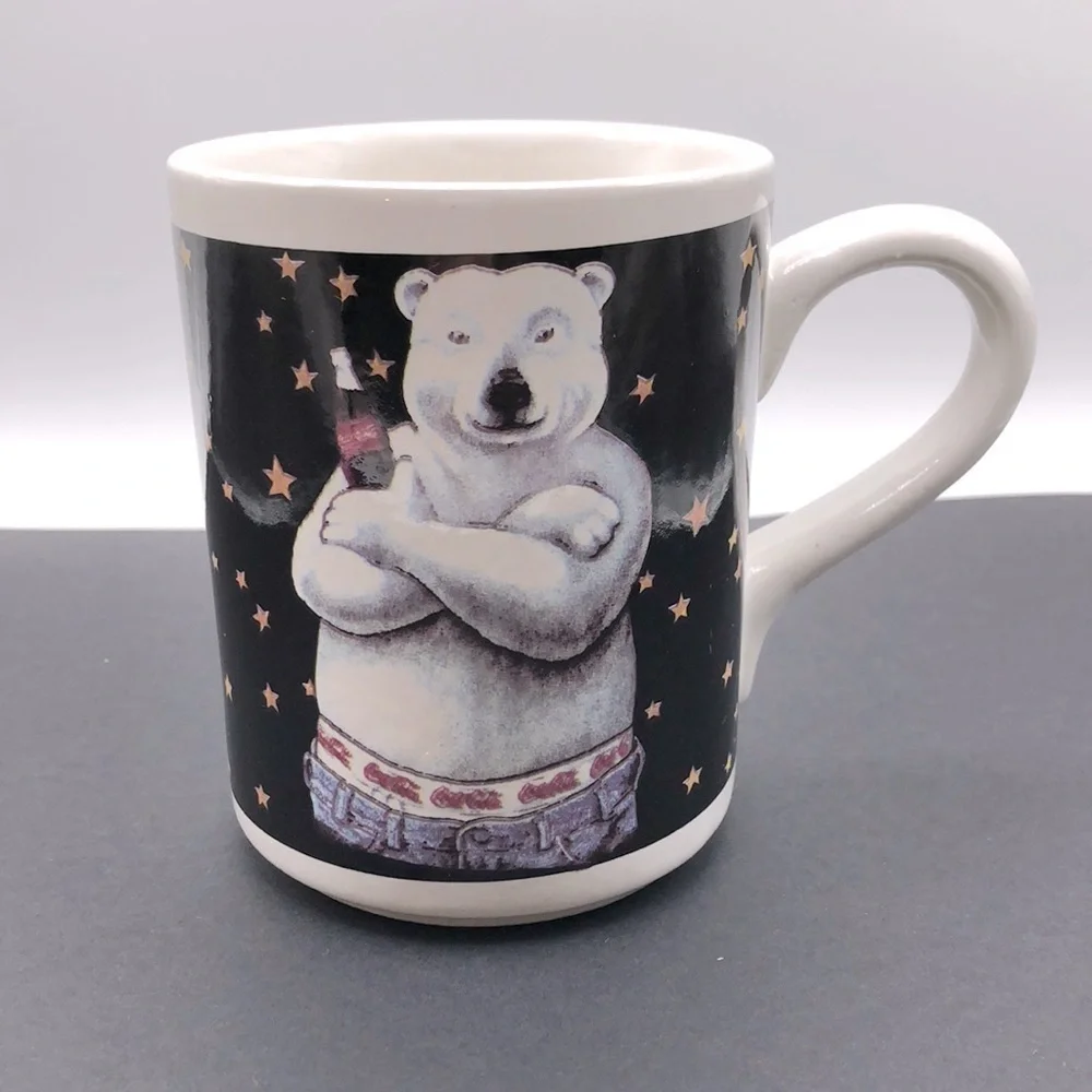 Vintage 1996 Coca-Cola white Polar Bear in Calvin Klein Jeans Coffee Mug